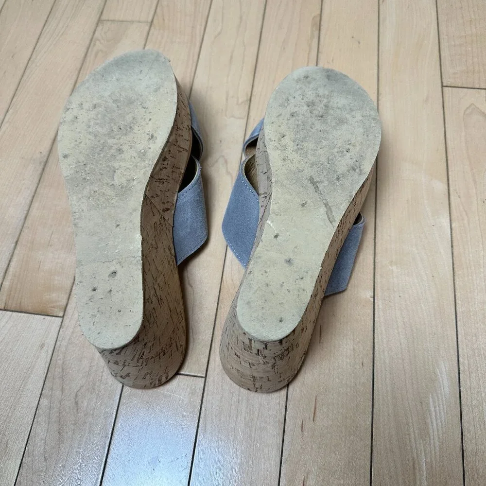 GARNET HILL Cork Sole Suede Criss Cross Platform Sandal Sandals Size 9